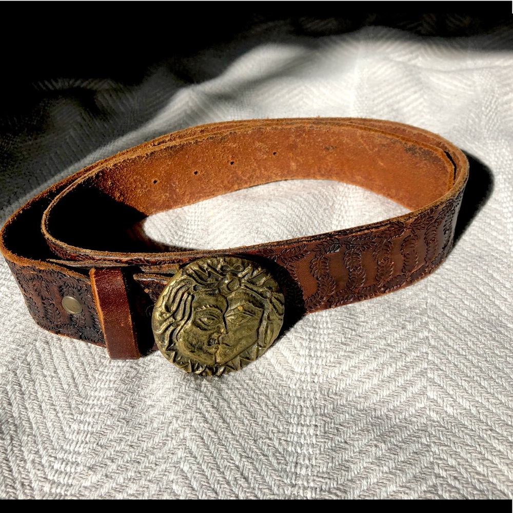 Greek two faced vintage leather belt